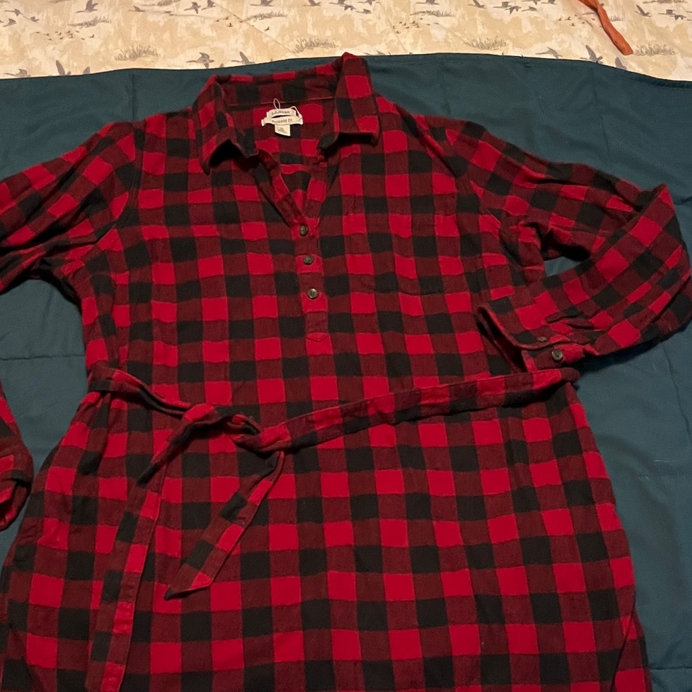 LL Bean Flannel Buffalo Plaid Dress